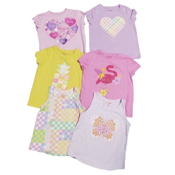 Cat & Jack Kids Girl's Summer Tee Shirt Tank Top 6 PC Bundle M 8 - Picture 1 of 11